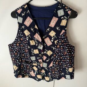 Floral Patterned Vest with Button Closure